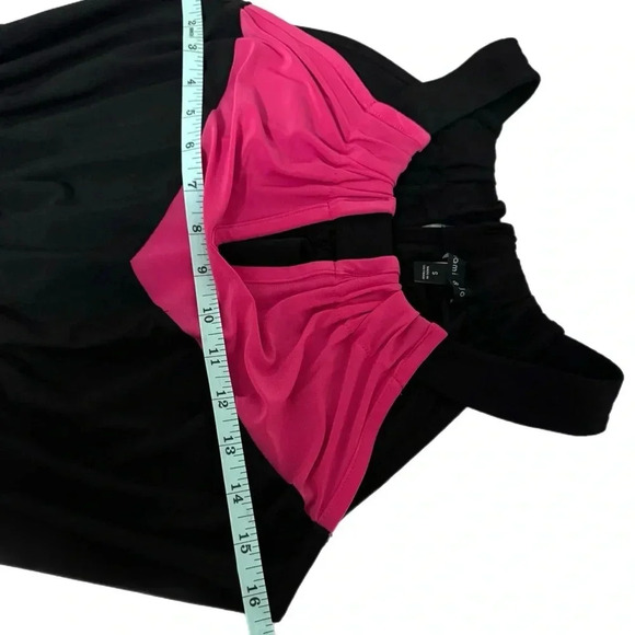 Sami & Jo Womens Sz Small Maxi Dress Sleeveless Halter Color Block Black Pink - Picture 9 of 10